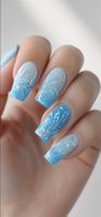 Künstliche Fingernägel Set Blau Weiss Glitzer Grösse M