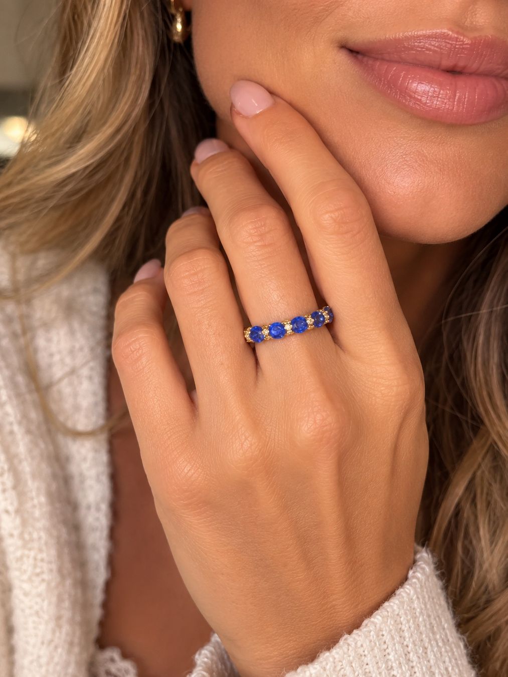 Anelli: Bague dorée avec pierres bleues – Nuovo e nell'imballaggio originale da St-Maurice venduto da Sandrinette123 2