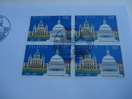 Sondermarke 1991, CH-USA, FDC Einzel + 4erblock, 3 Bel