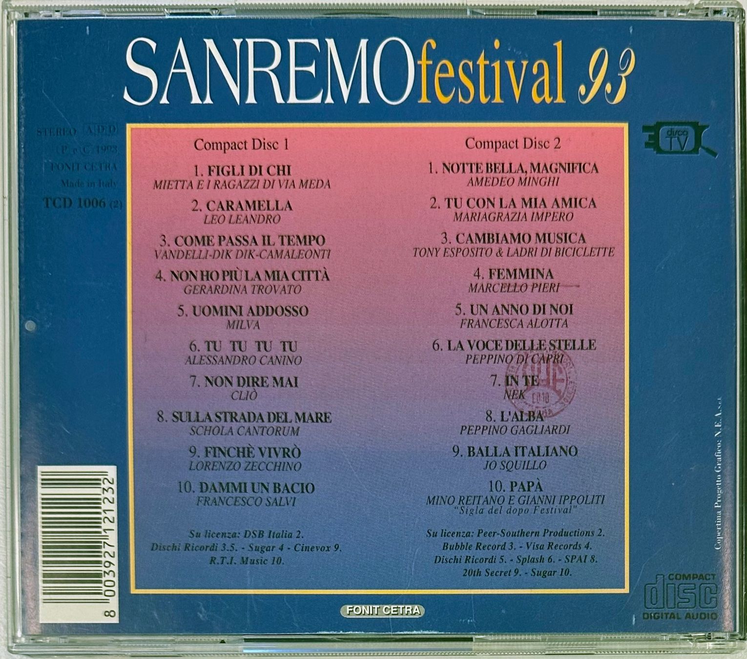 CD: Sanremo Festival 93 2xCD – Usato da Martigny venduto da jereq 1