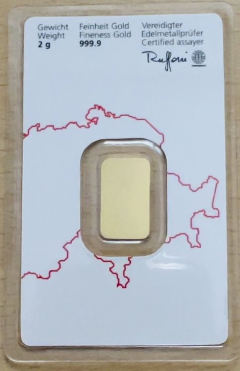 Metalli preziosi: Goldbarren 2 Gramm - Fine Gold 999.9 - Zertifiziert – Nuovo e nell'imballaggio originale da Neuhausen venduto da Hs8 1