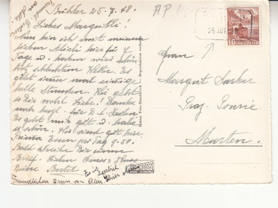 Cartoline postali: Bühler 1948 mit Bahnstempel – Usato da Bürglen TG venduto da StampGraf 1