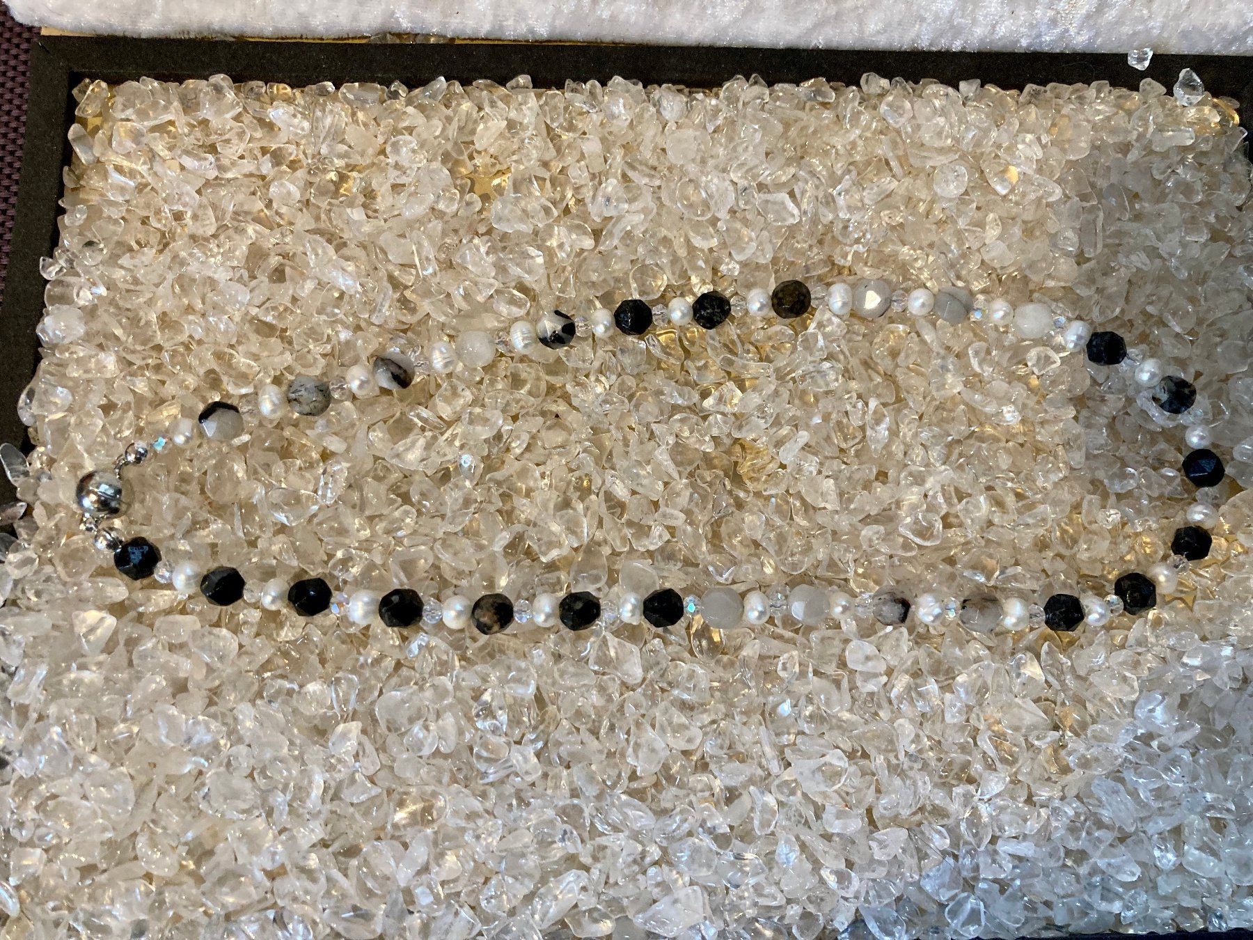 Ketten: HalsketteDendritencalcit/Perlen/Tschechischer-Kristall – Neu (gemäss Beschreibung) aus Biberist von tl-schmuck