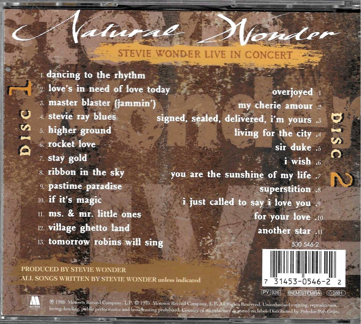 CD: Stevie Wonder 2 CD's - Natural Wonder – Usato da Savagnier venduto da Ne2065 1