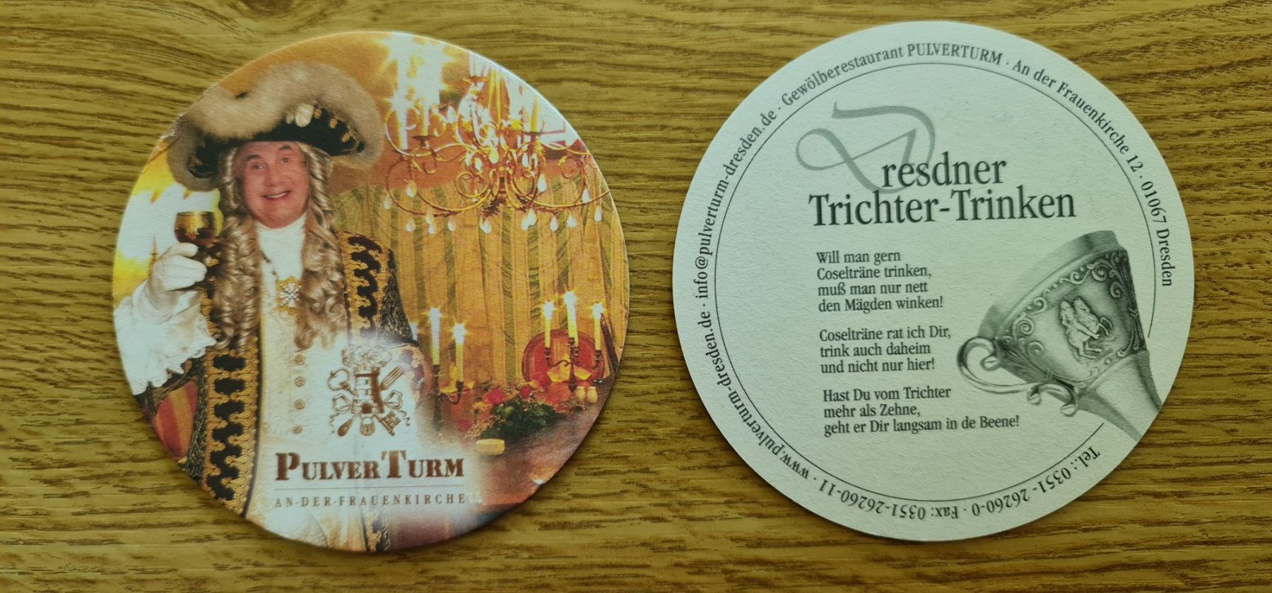 Sottobicchieri: 2 Bierdeckel des Restaurants PulverTurm in Dresden – Nuovo (secondo la descrizione) da Sempach Station venduto da Semion