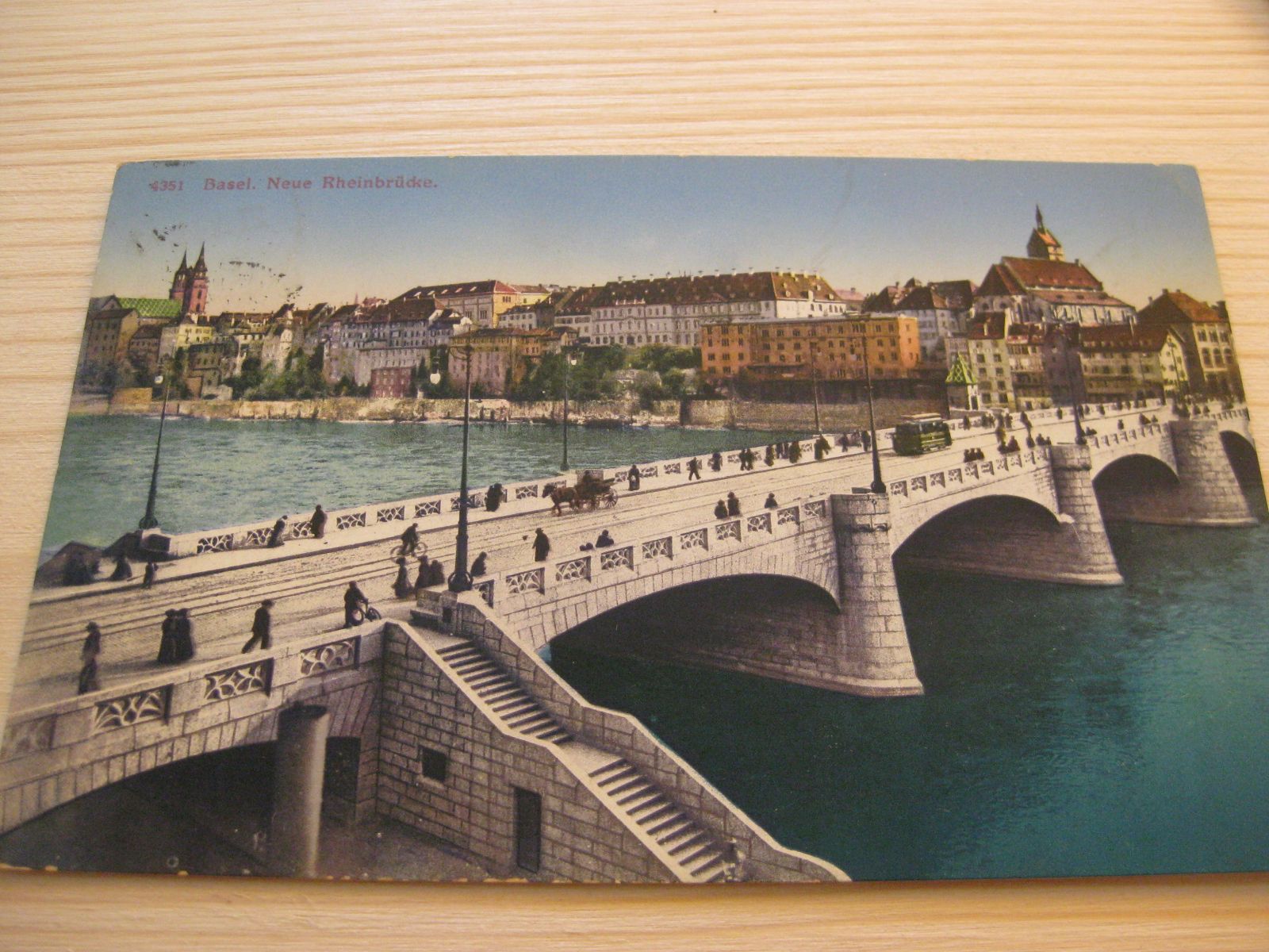 Cartoline postali: AK Basel mittlere Brücke mit Tram – Usato da Malters venduto da Marosko
