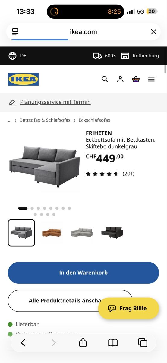 Ikea Sofas: FRIHETEN Eckbettsofa dunkelgrau mit Bettkasten – Gebraucht aus Luzern von rox_j92m 2