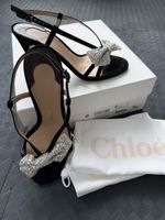 CHLOÉ Sandaletten Kristall-Schleife 38 neu 9cm Absatz NP 700