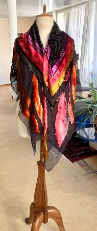 100% Seide Schal Foulard aus Lyon - Paris, Vintage 113x113cm
