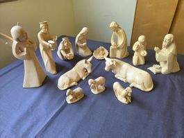 Krippenfiguren Set natur Eschenholz 13 Teile