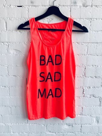 Neon Orange-Pinkes Top mit Print