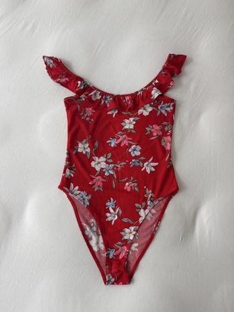 Red Floral Bodysuit, Size Small - Perfect for Summer!