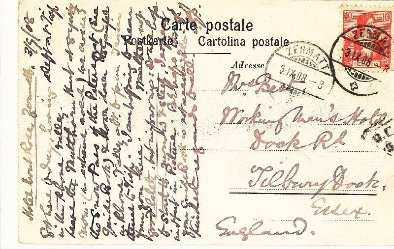 Cartoline postali: Betempshütte SAC - Monte Rosa 1908 – Usato da Emmenbrücke venduto da teestube 1