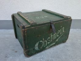 grosse alte Holzkiste OBSTWEIN SCHLÖR MENZIKEN Kiste Harass