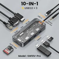 *4K 5 GB USB C 3.0 Hub Station 10 in 1 100W zu HDMI Ethernet
