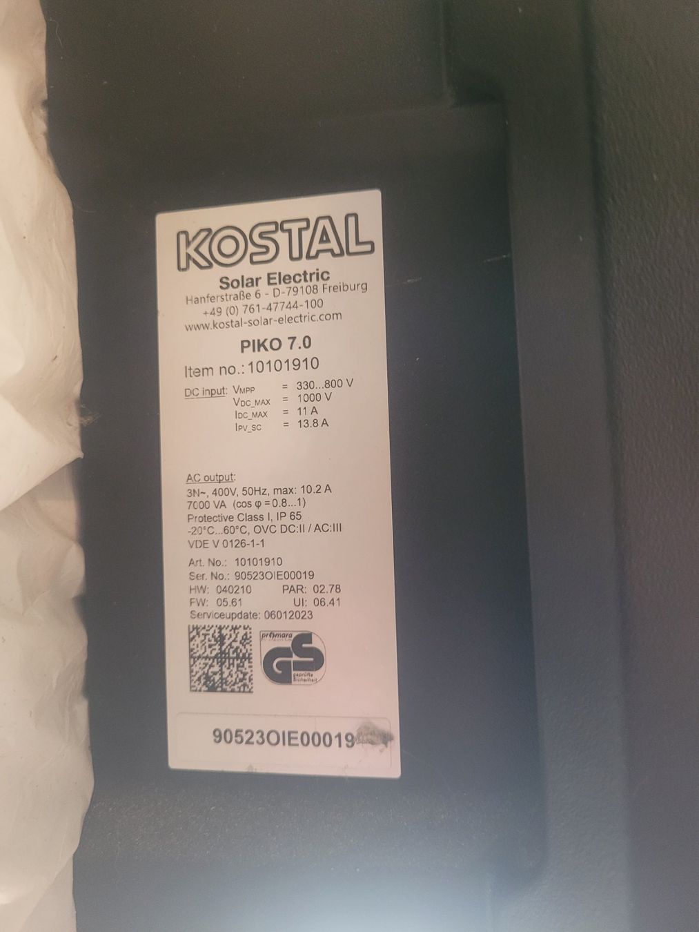Kostal Inverter: Onduleurs PIKO 7.0  KOSTAL 3phase – Usato da Villarbeney venduto da caline56 3