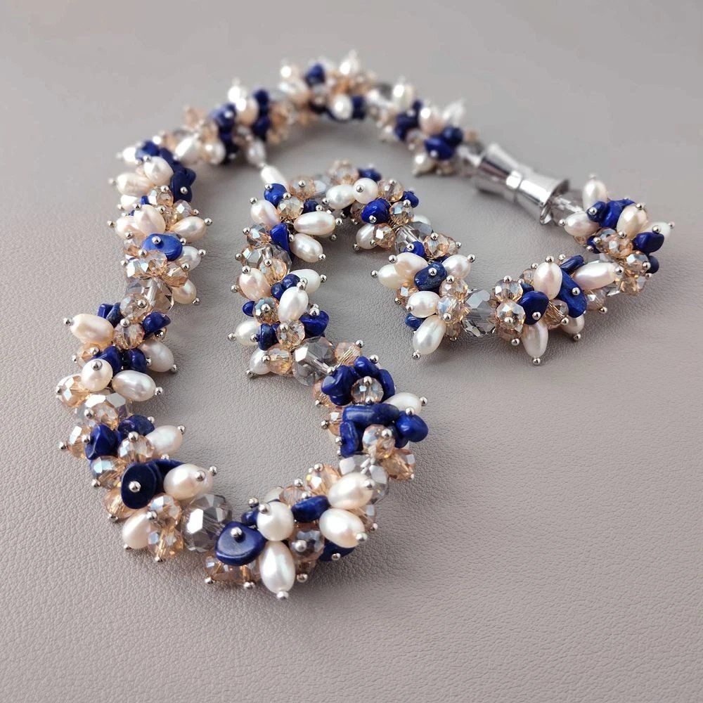Catenine: Lapislazuli Perlen Echt Halskette Collier lapis-lazuli 46 cm – Nuovo (secondo la descrizione) da Prilly venduto da ilyria73 6