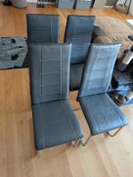 4 Esszimmerstühle aus Kunstleder in Schwarz mit Metallfuss