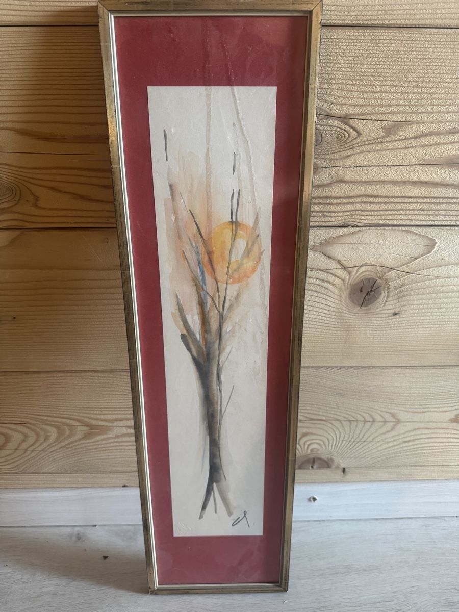 Gemälde: Peinture abstraite moderne - Format vertical & cadre doré – Gebraucht aus Erde von CBarts