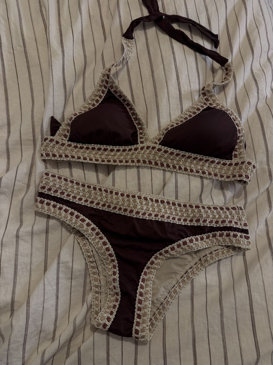 Costumi da bagno & Bikini: Lida Bikini Set, Braun mit Häkeldetails - Sommer! – Nuovo (secondo la descrizione) da Herisau venduto da Sarisun