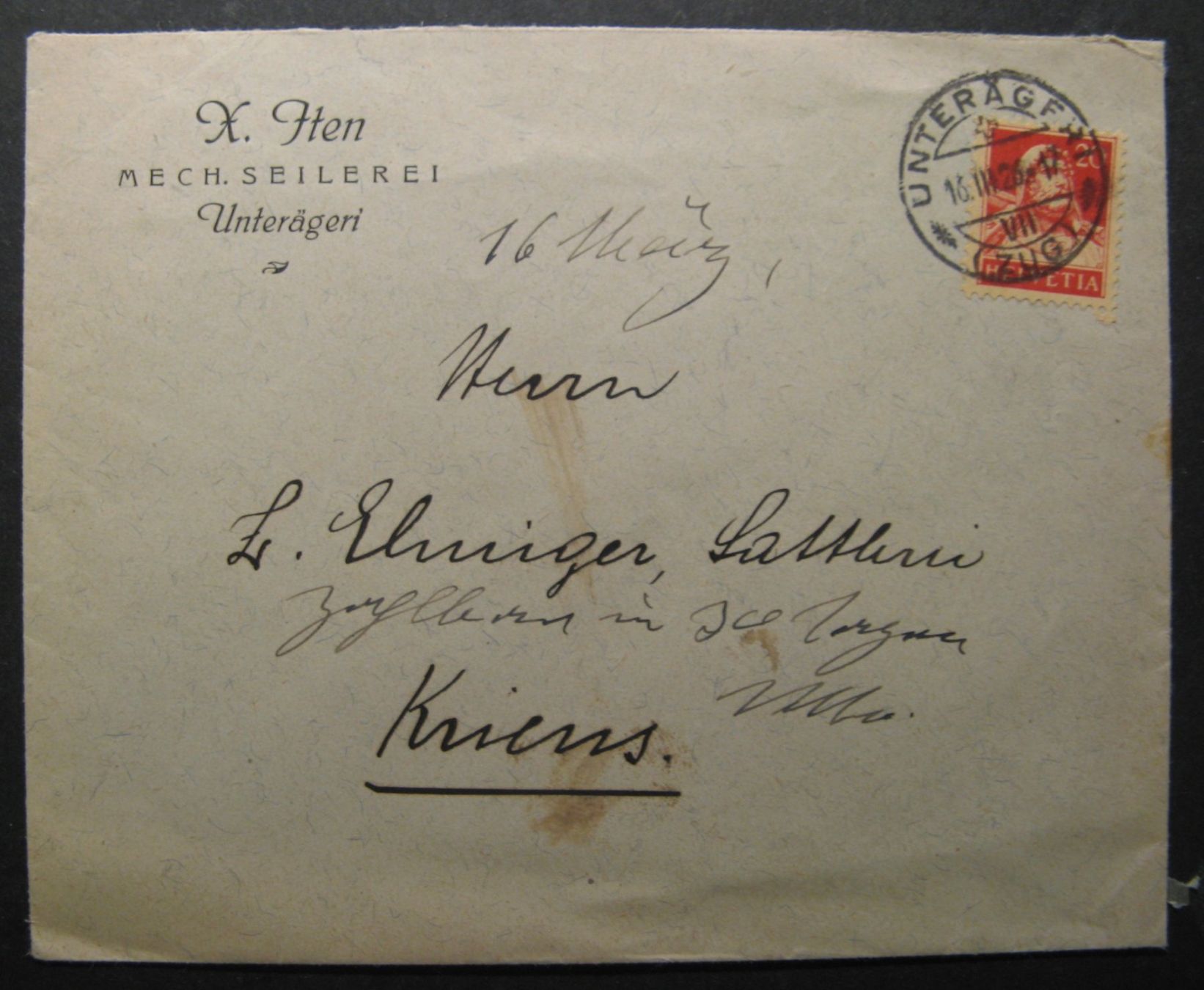 Tutti i francobolli: Briefumschlag gestempelt 16.III.1926 – Usato da Frauenfeld venduto da Interessent1