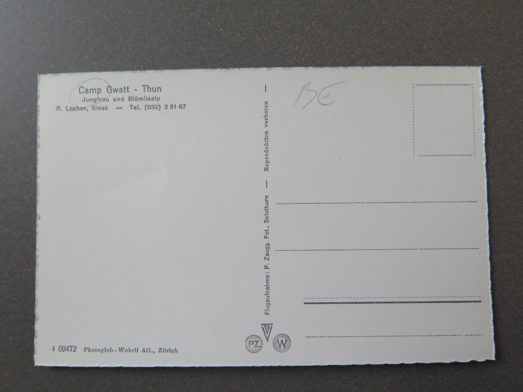 Cartes postales: THUN - GWATT-THUN - CAMPINGPLATZ – D'occasion à Wittenbach par lipasal 1
