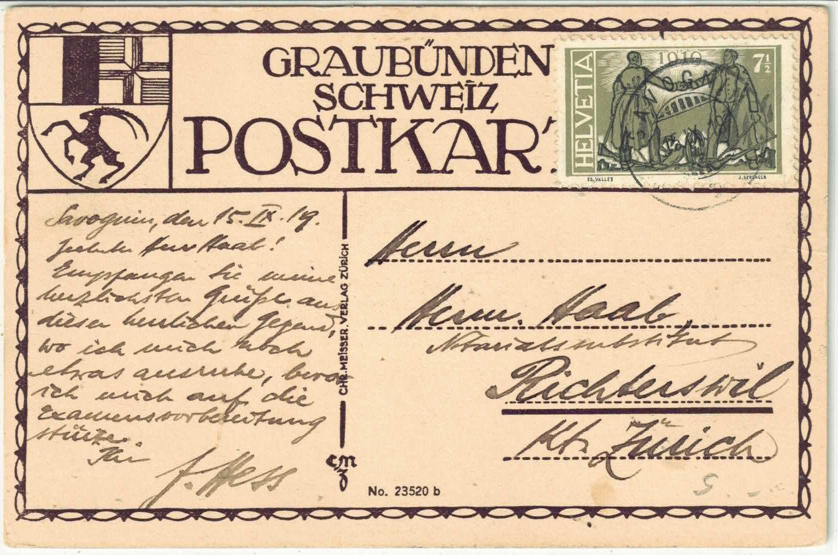 Cartoline postali: Savognin mit Piz d'Err – Usato da Ettingen venduto da Kartenplanet 1
