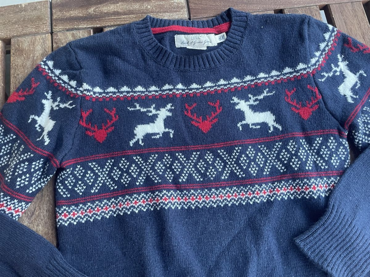 H&M Maglioni & Felpe: Strickpullover Weihnachtspulli H&M Rentier marine 134/140 – Usato da Bern venduto da brup 1