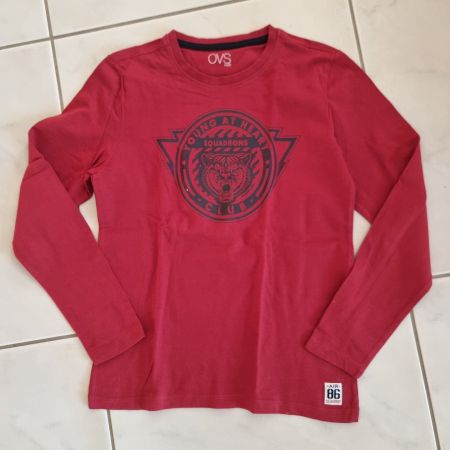 Cooles Langarmshirt OVS Gr. 146 rot Tiger Motiv Junge