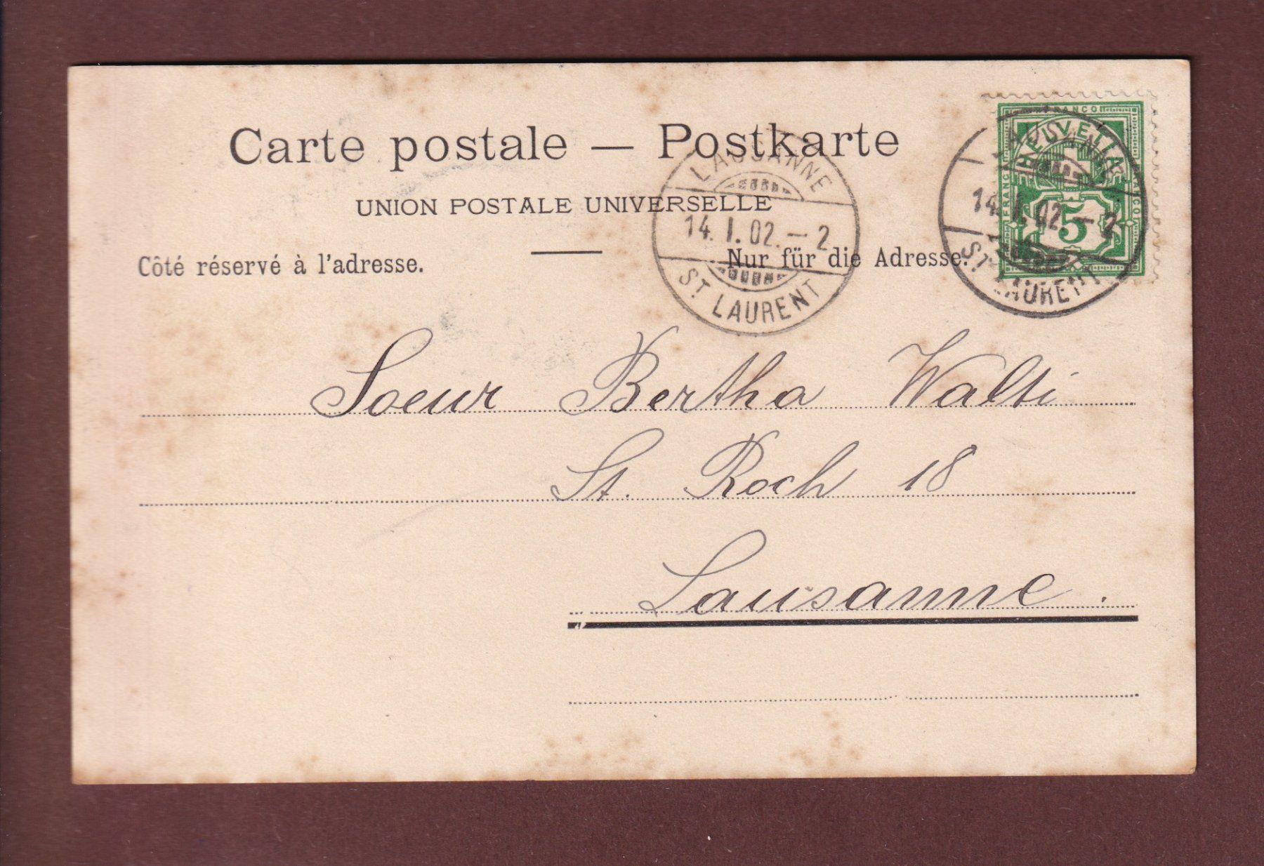 Cartoline postali: LAUSANNE - Château - 1902 CPN – Usato da Pully venduto da nicecards 1