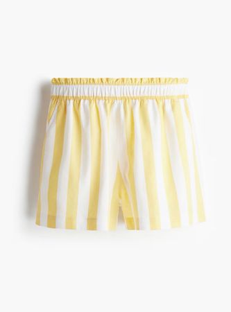 NEU H&M Leinenmix Shorts gestreift in gelb Gr.S m. Taschen