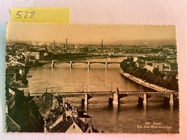 Ansichtskarte Basel die drei Rheinbrücken 1945 Sonderstempel