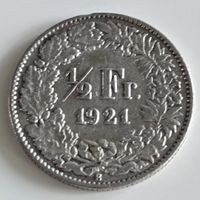 1/2 Franken 1921 Helvetia Silber