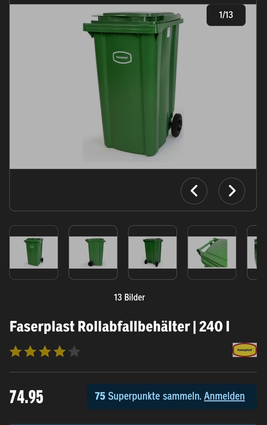 Banconi: Faserplast 240 l Abfall-/Grüngutcontainer an 1.- CHF !! – Usato da Olten venduto da Eden_19901 6