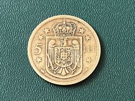 Rumänien 5 Lei Paris,1930 MIHAI I. Nickel-Messing