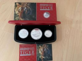 3 Coin Münzen Set Lunar II Tiger Proof PP 2010