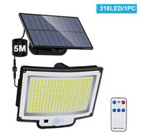 Lampe solaire d'extérieur 318 LED  détecteur de mouvement