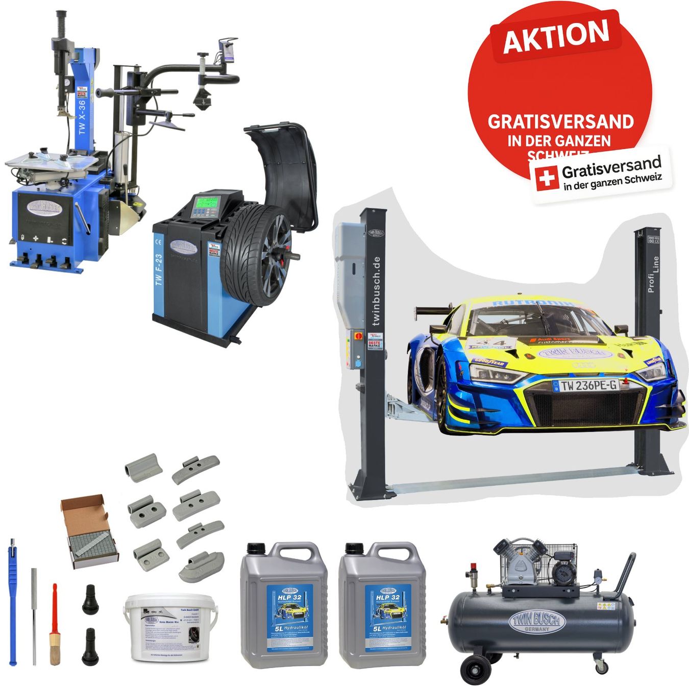 Twin Busch Piattaforme elevatrici & Crick: Pro Autolift Set Werkstatt Set Pro !!!Versandkostenfrei!!! – Nuovo e nell'imballaggio originale da Rüthi (Rheintal) venduto da Toptool