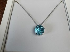 Aquamarin Anhänger Weissgold mit Weissgoldkette 750/18 k
