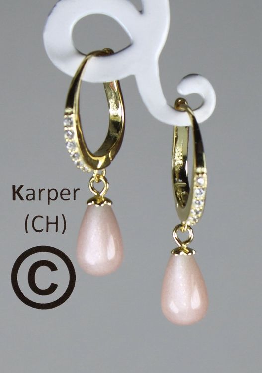 Boucles D'oreilles Argent 925 Avec Pierre De Lune Cube Perle Opalescente - Neuf Avec étiquettes