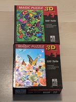 2x Magic Puzzle 3D, je 500 Teile, Schmetterlinge, Blumen