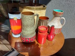 6 Vintage Vasen aus Keramik