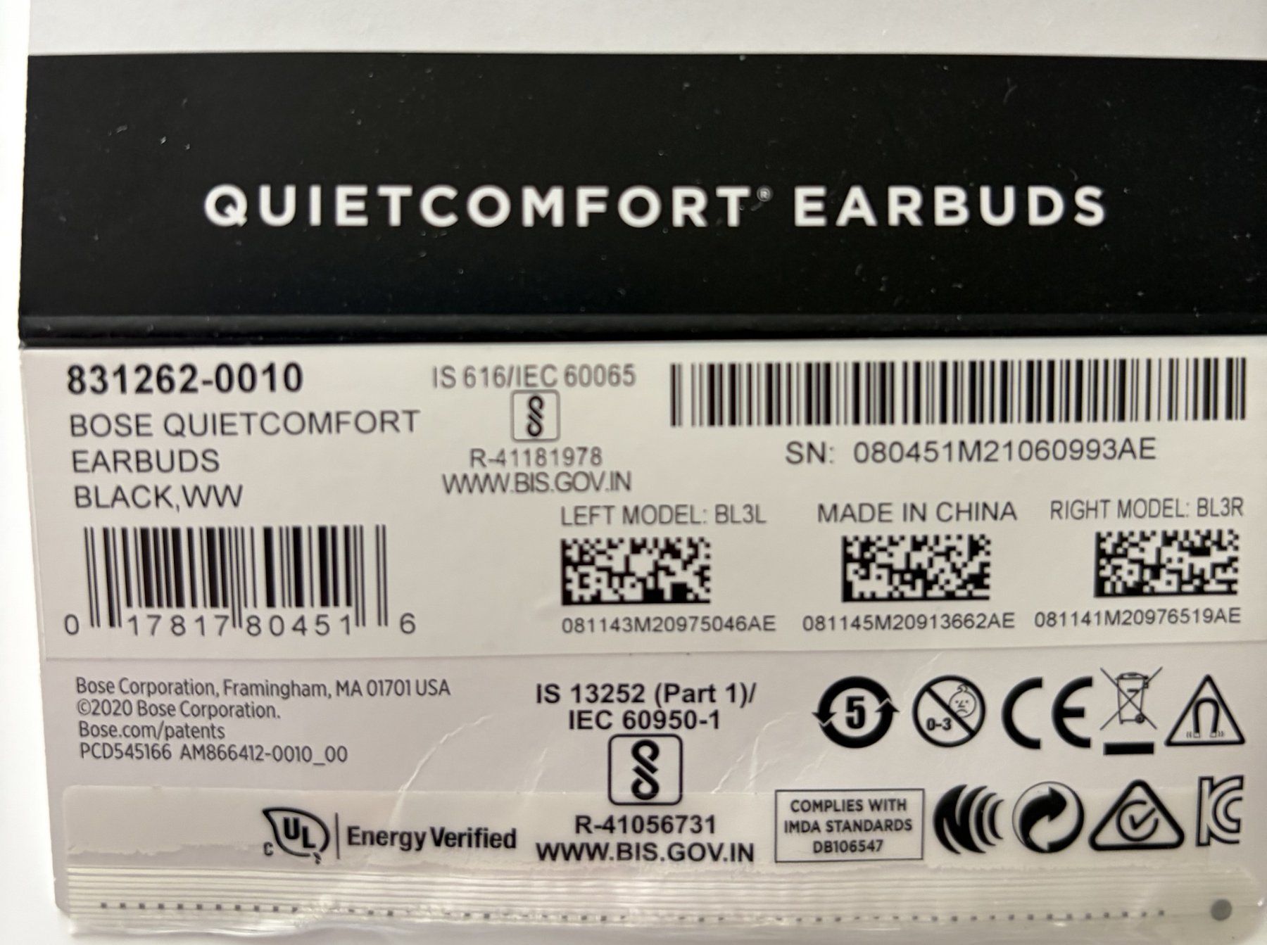 Bose Kopfhörer: Bose Earbuds Quietcomfort Schwarz – Gebraucht aus Oberdorf BL von Aeschro 1
