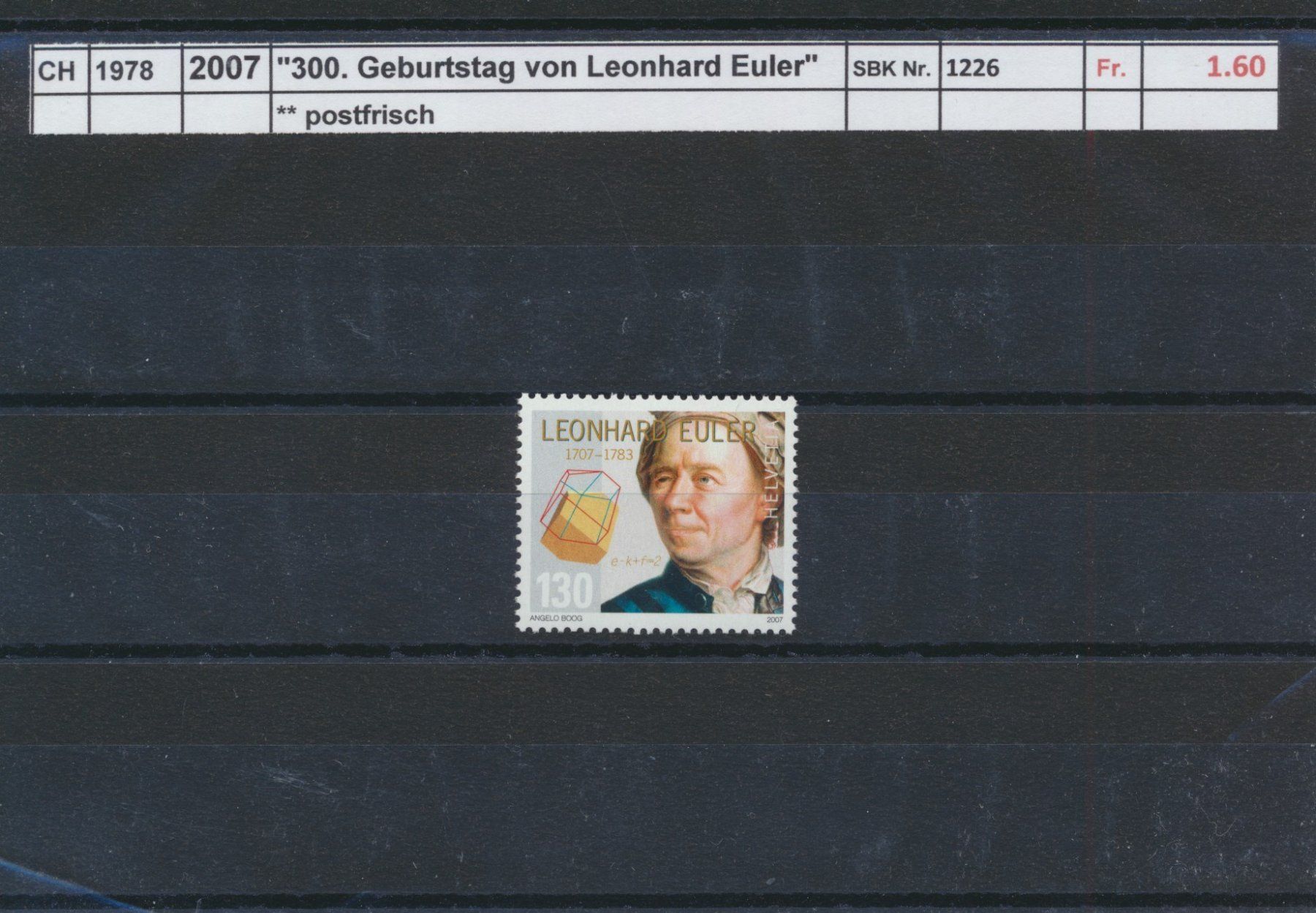 Tous les timbres: 2007 "Leonhard Euler, ** postfrisch – Neuf (Voir description) à Winterthur par Zupogeru