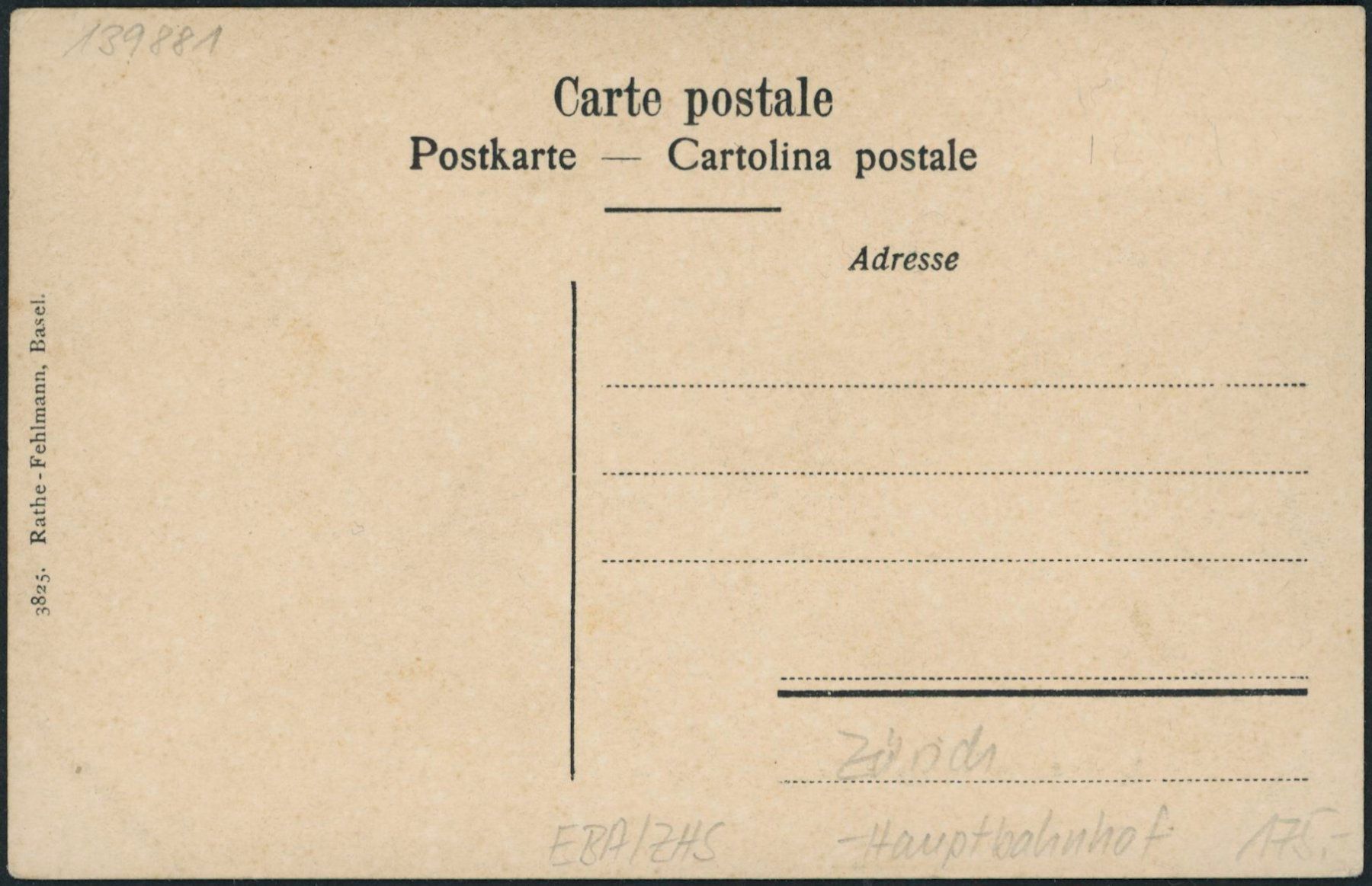 Cartoline postali: ZHS Zürich - Bahnhof – Nuovo (secondo la descrizione) da Schindellegi venduto da stationary 1