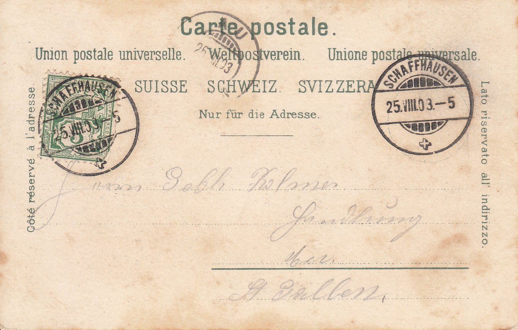 Cartoline postali: Rheinfall 1903 – Usato da Bürglen TG venduto da StampGraf 1
