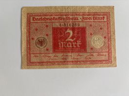 Historische 2 Mark Banknote, Deutschland, Jahr 1920