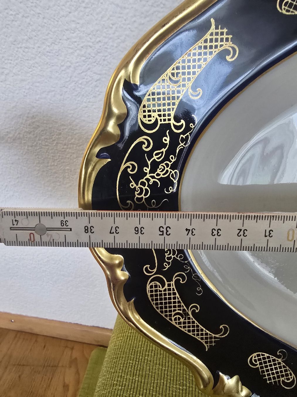 Piatti di portata: Schöne Servierplatte, Kobaltblau mit Goldrand, Reichenbach – Usato da Thal venduto da Vintagekeller 4