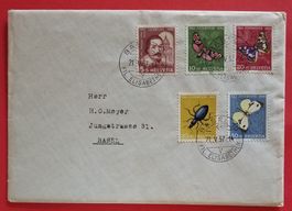B37) 1956, Pro Juventute Satz auf Brief, mit Vignette