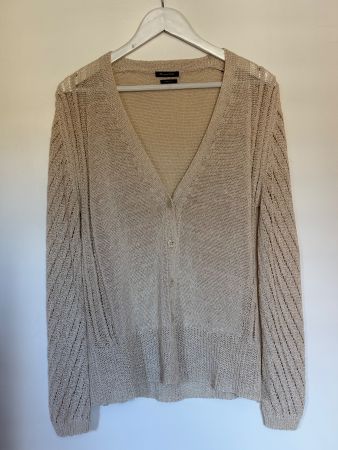 Massimo Dutti Open-Knit Cardigan — Beige